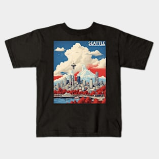 Seattle USA Vintage Tourism Travel Kids T-Shirt